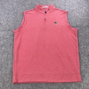 Peter Millar Vest Mens Large Red 1/4 Zip Clover Morris County Golf Country Club